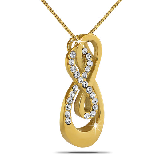 Double Infinity Crystal Gold Steel Keepsake